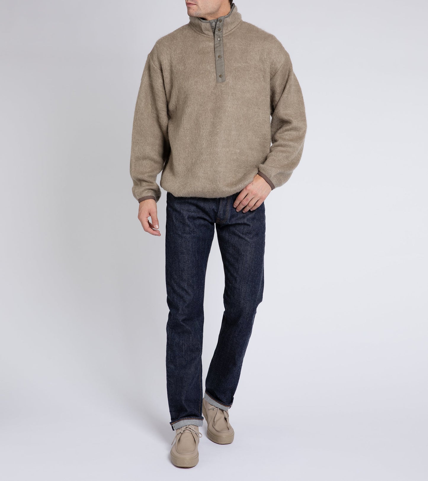 Nanamica Mohair Mix Fleece Pullover: Beige
