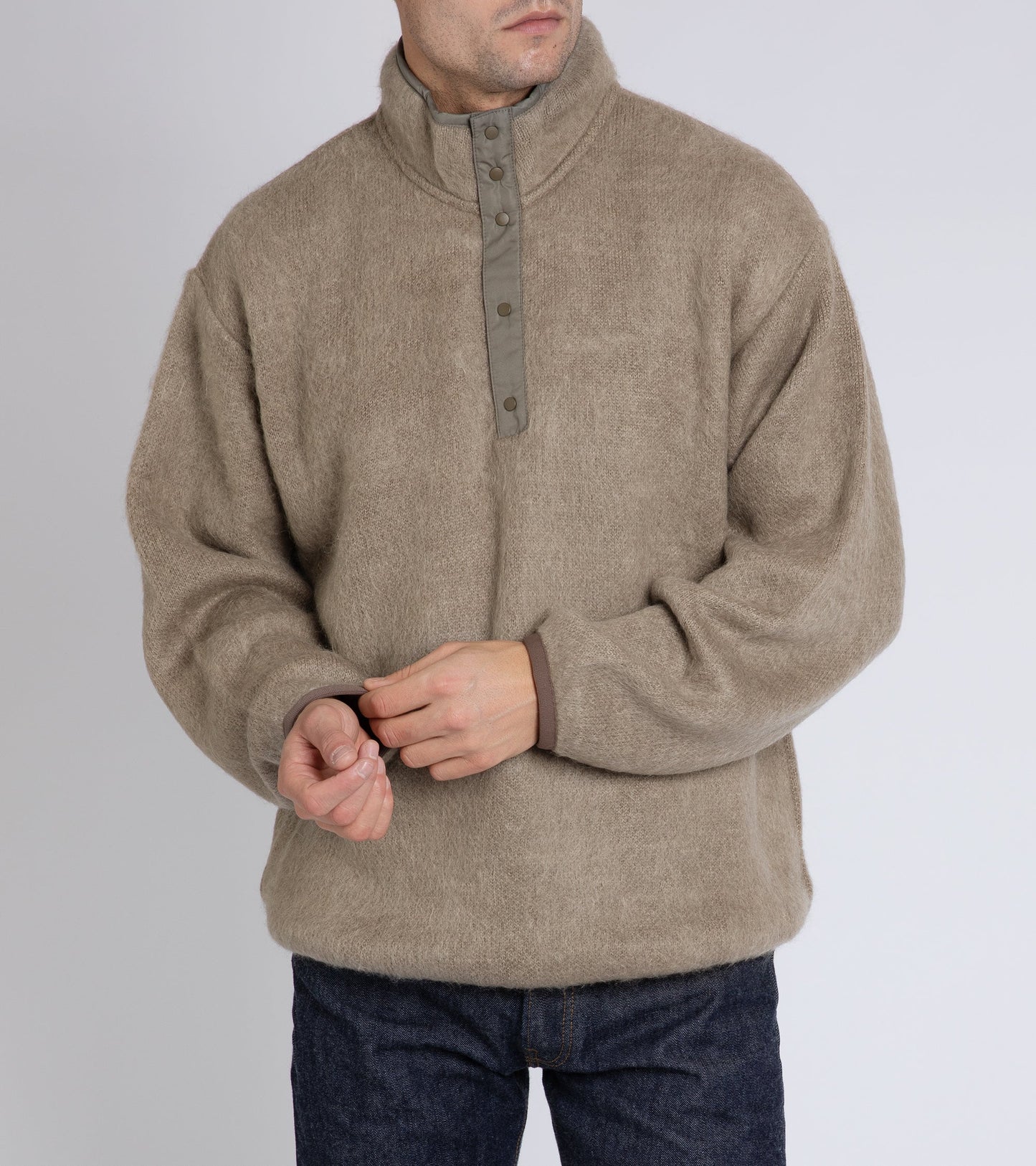 Nanamica Mohair Mix Fleece Pullover: Beige