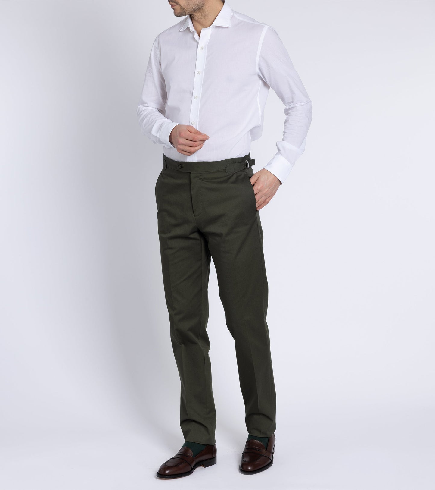 Trunk Walbrook Cotton Suit Trousers: Olive