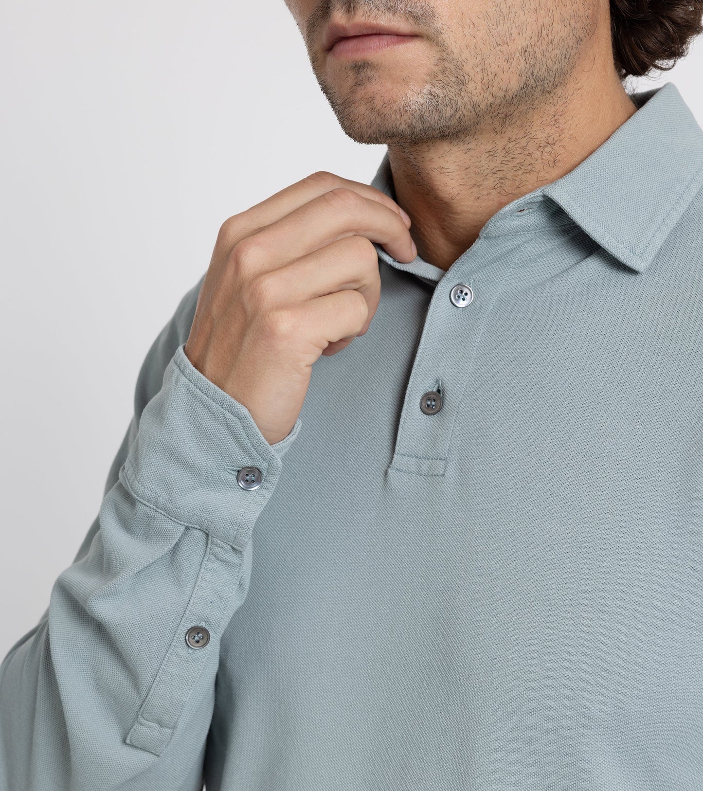 Trunk Moxon Long Sleeve Polo Shirt: Slate Blue
