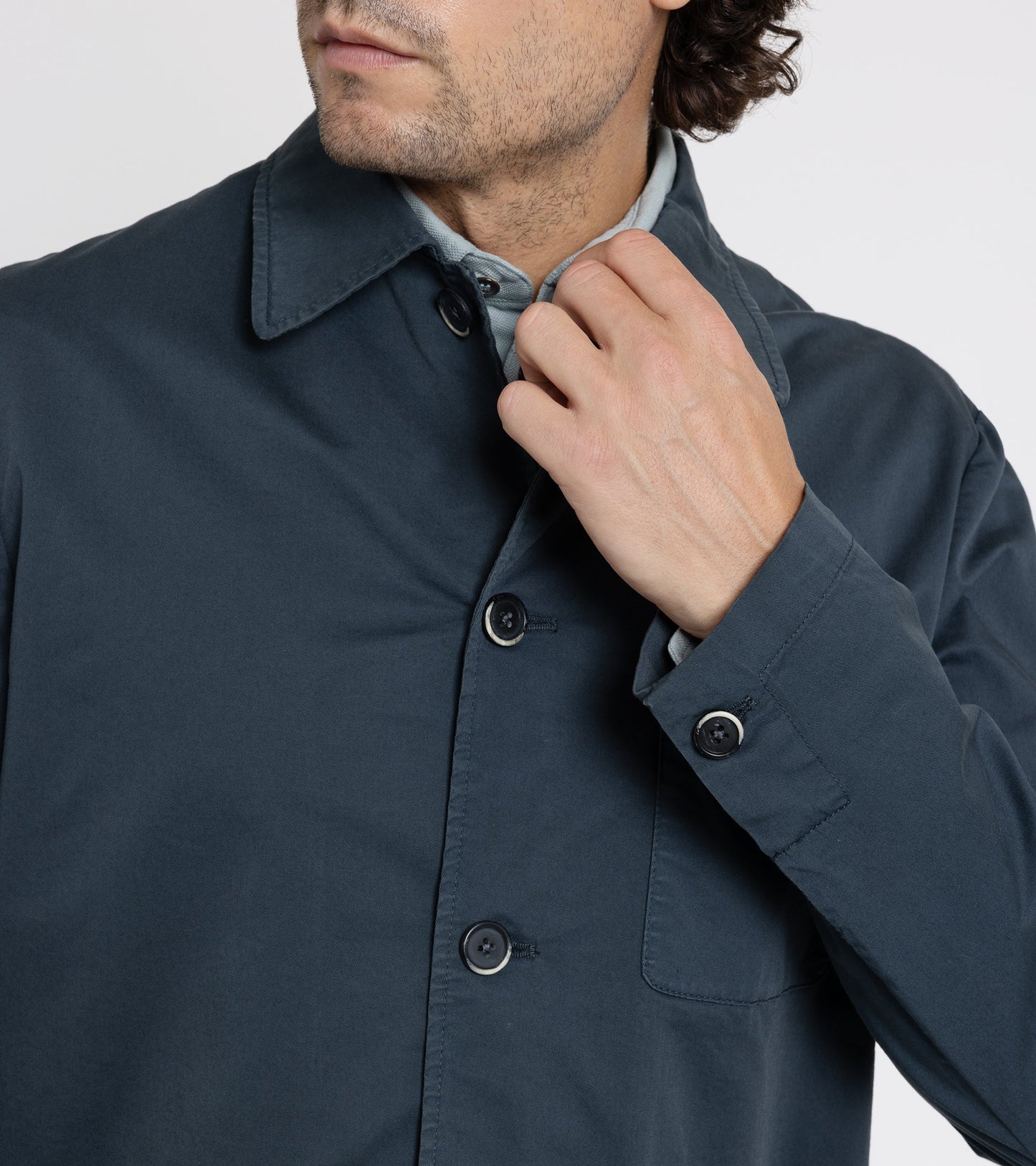 Barena Visal Trevo Cotton Twill Shirt Jacket: Navy