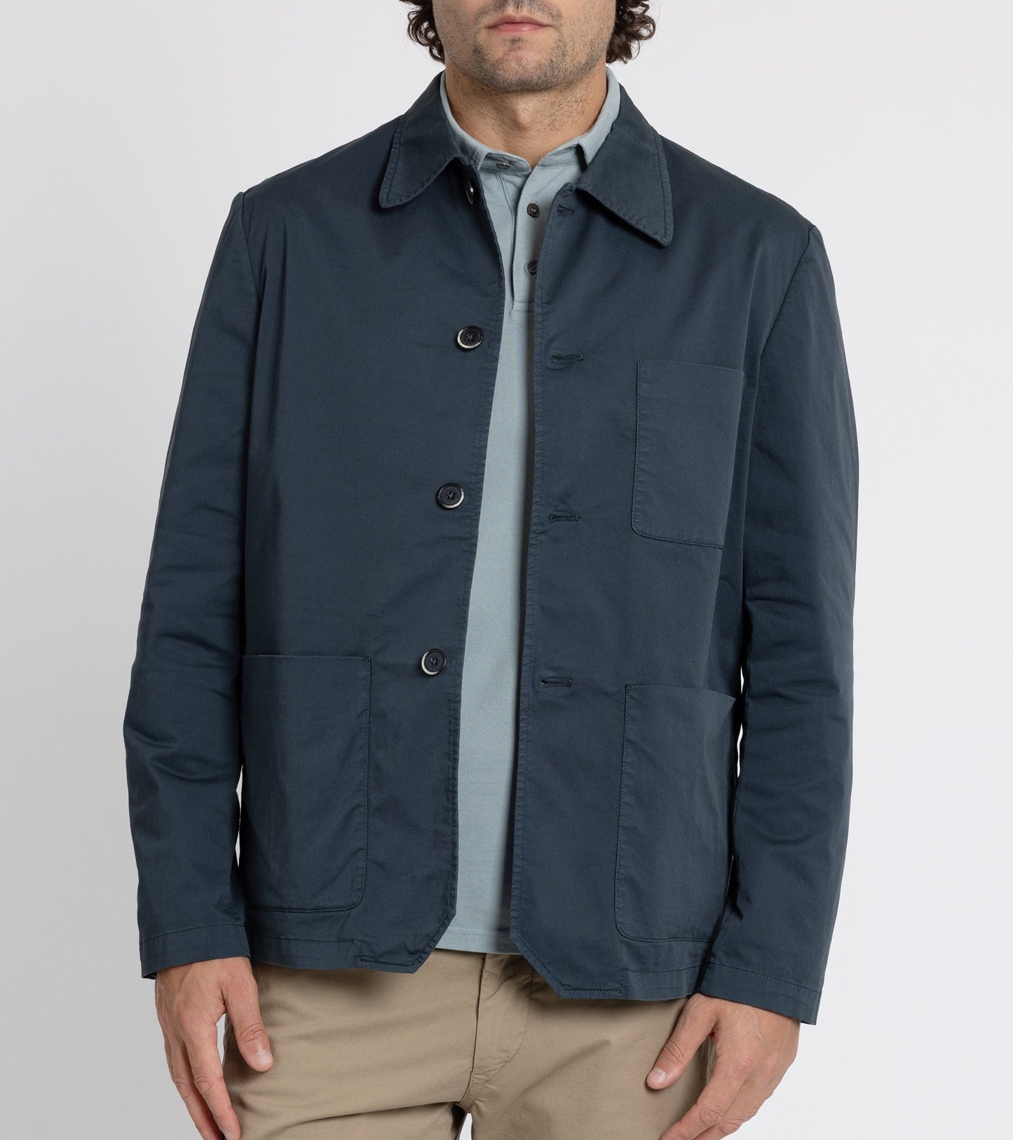 Barena Visal Trevo Cotton Twill Shirt Jacket: Navy