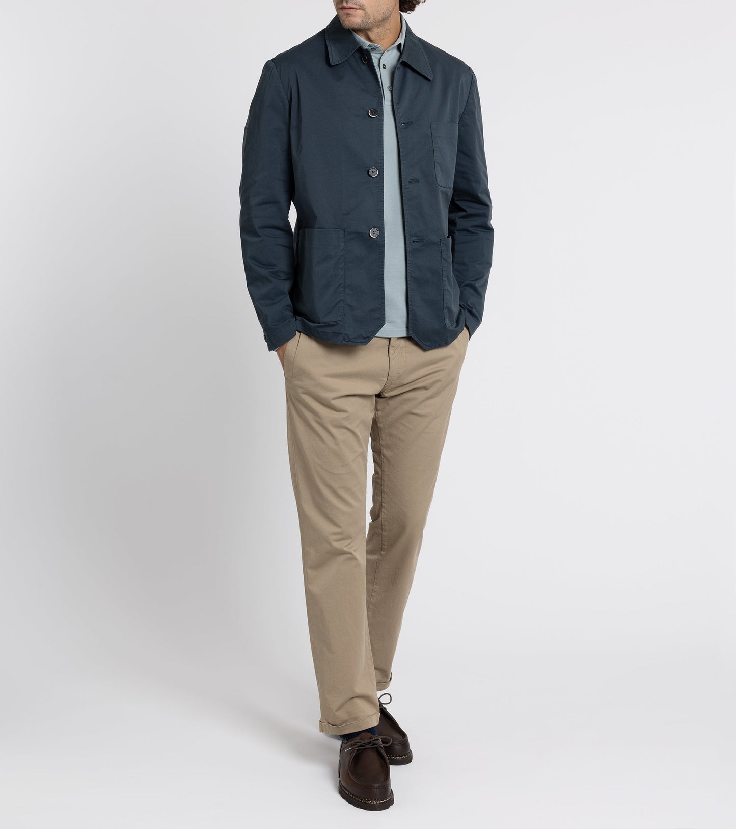 Barena Visal Trevo Cotton Twill Shirt Jacket: Navy