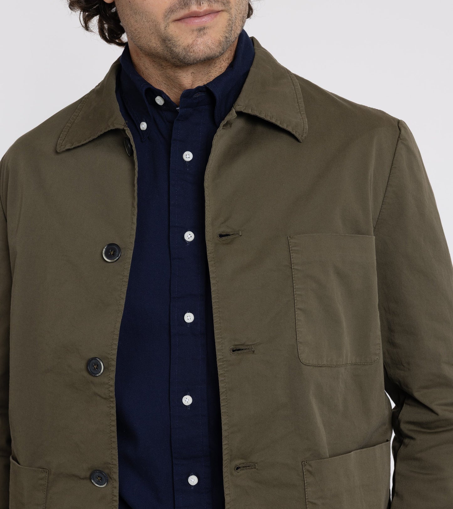 Barena Visal Trevo Cotton Twill Shirt Jacket: Army