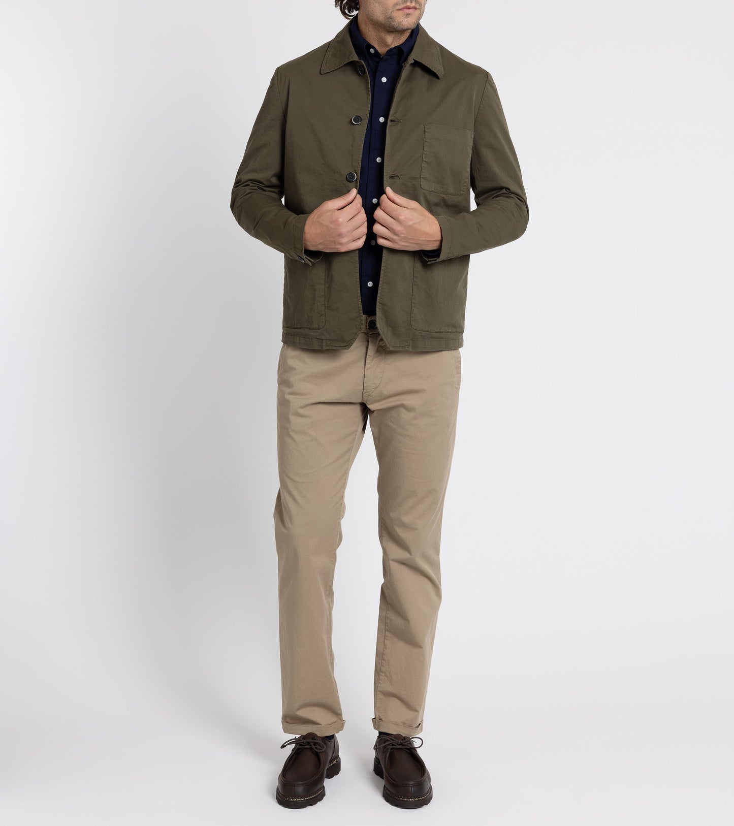 Barena Visal Trevo Cotton Twill Shirt Jacket: Army