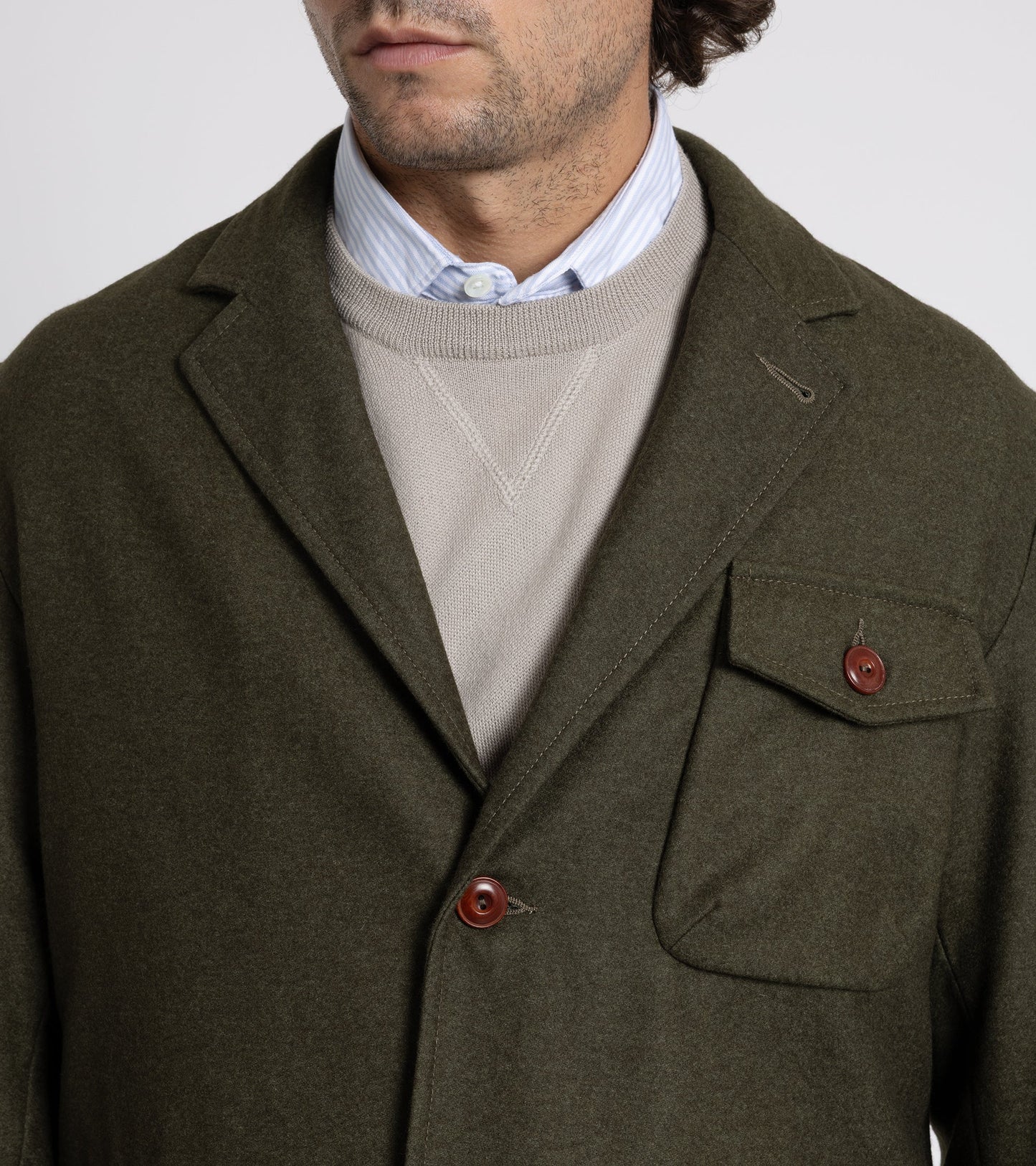 East Harbour Surplus Chester Washed Wool Flannel Jacket: Olive