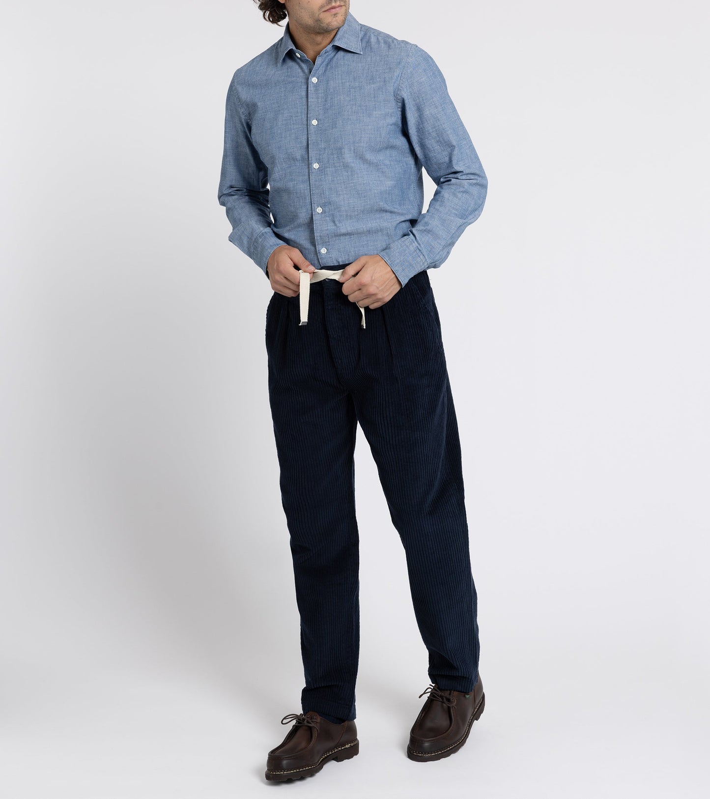 East Harbour Surplus Oxnard Wide Cotton Cord Easy Trousers: Navy