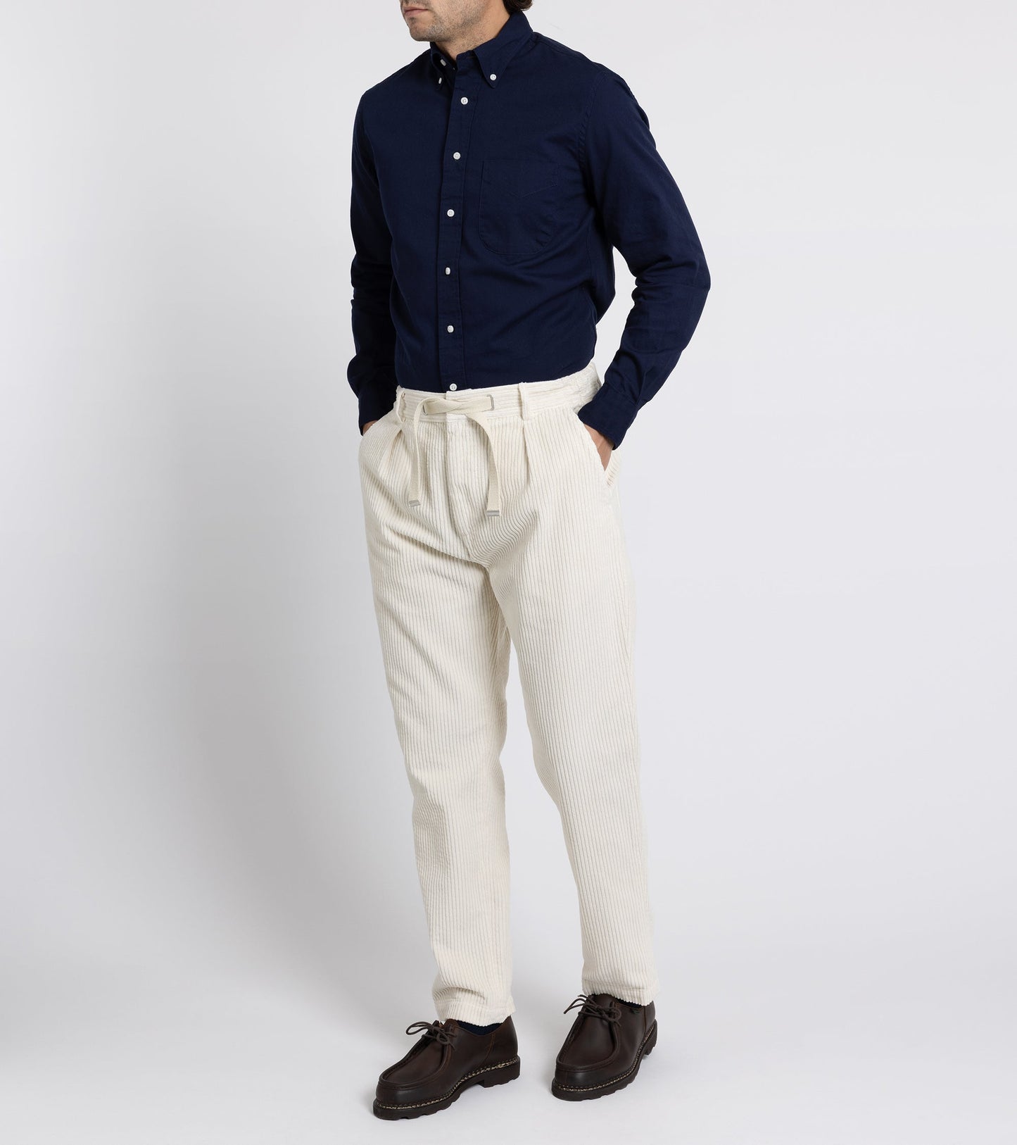 East Harbour Surplus Oxnard Wide Cotton Cord Easy Trousers: Off White
