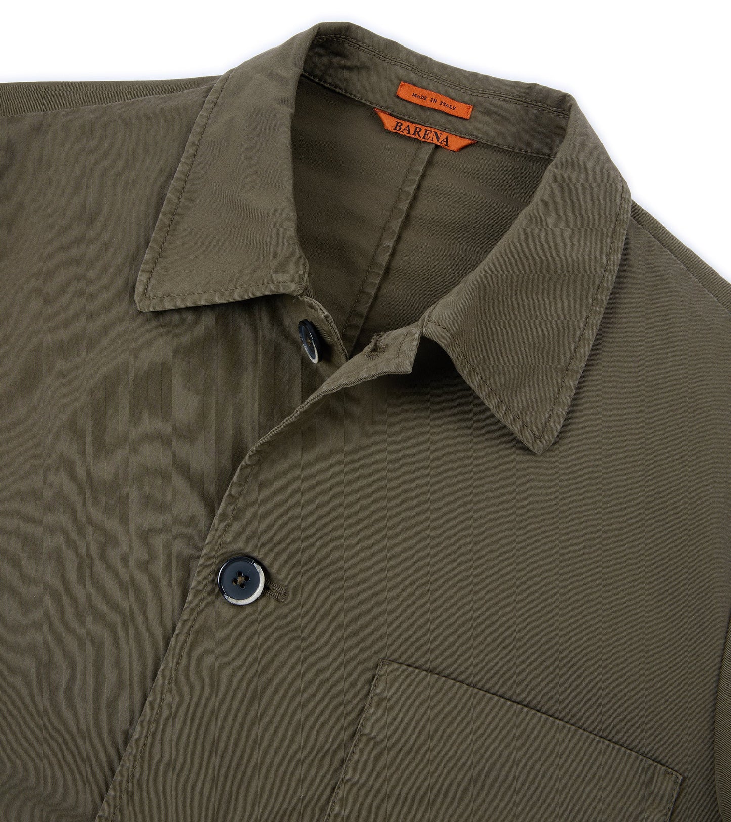 Barena Visal Trevo Cotton Twill Shirt Jacket: Army