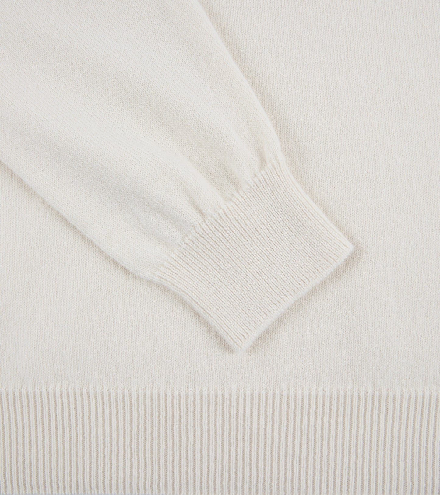 Batoner Reverse Cashmere Crew Neck Sweater: White
