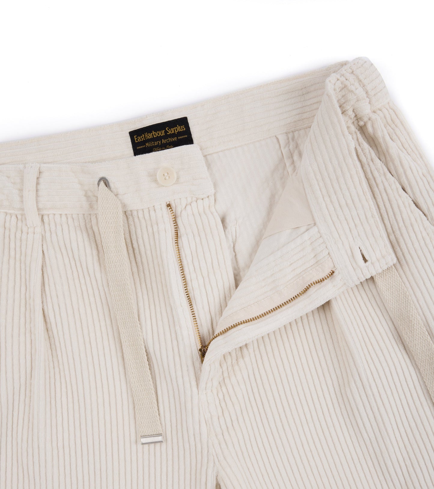 East Harbour Surplus Oxnard Wide Cotton Cord Easy Trousers: Off White