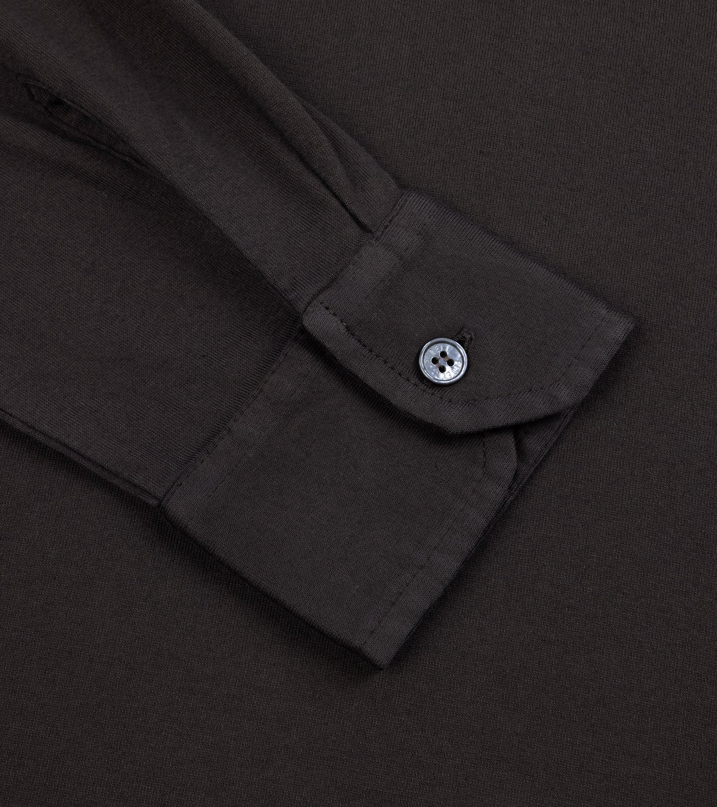 Fedeli Zero Organic Cotton Jersey Long Sleeve Polo Shirt: Dark Chocolate
