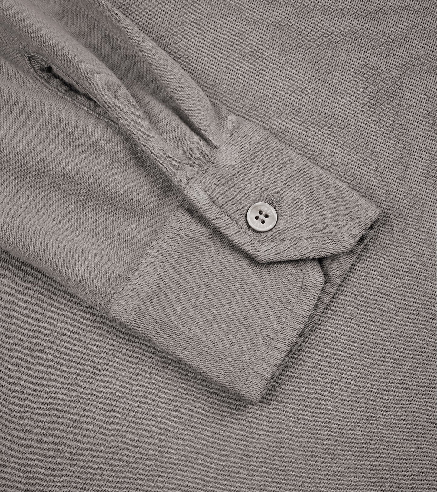 Fedeli Zero Organic Cotton Jersey Long Sleeve Polo Shirt: Greige