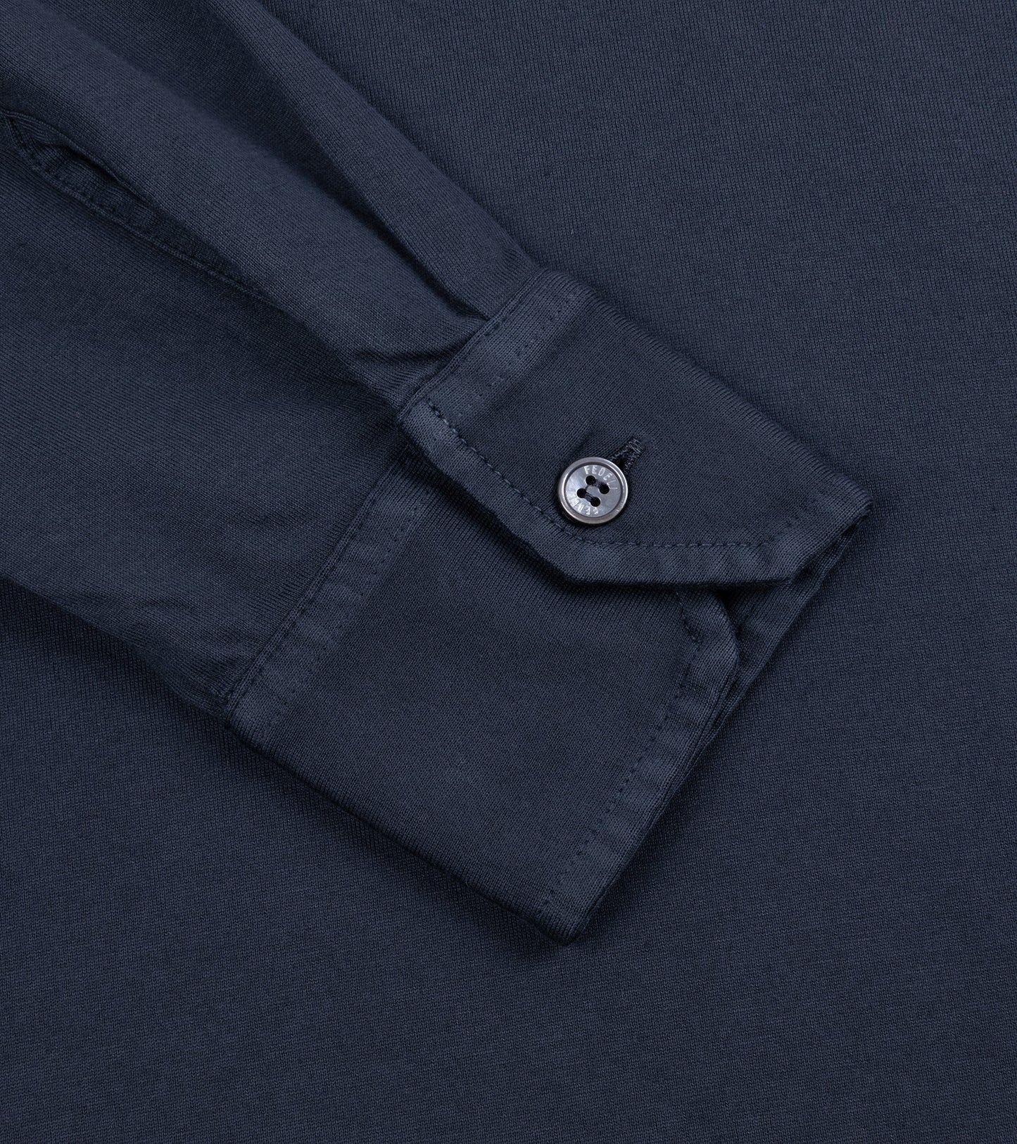 Fedeli Zero Organic Cotton Jersey Long Sleeve Polo Shirt: Midnight Blue