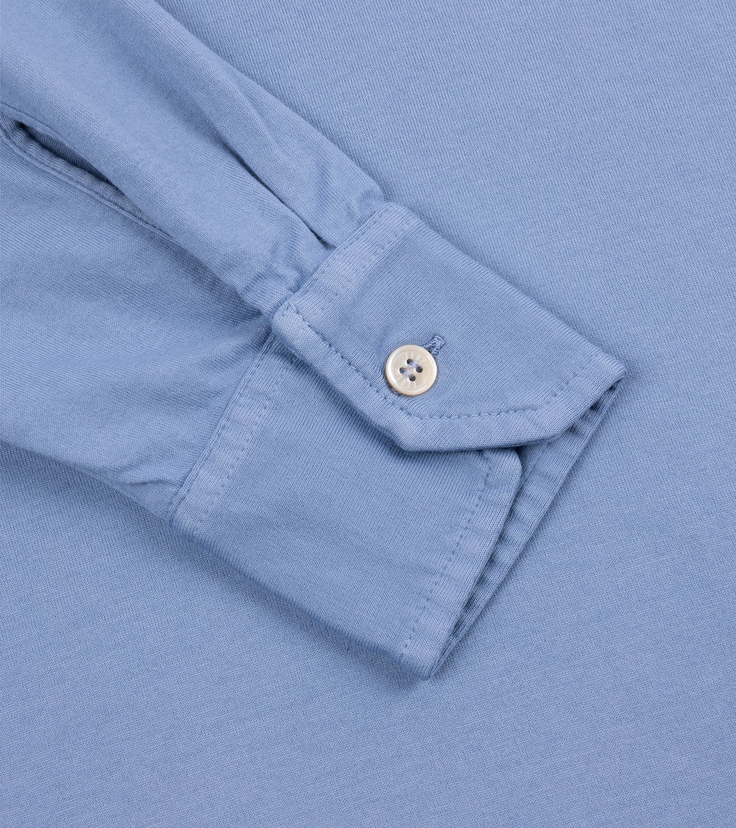 Fedeli Zero Organic Cotton Jersey Long Sleeve Polo Shirt: Steel Blue