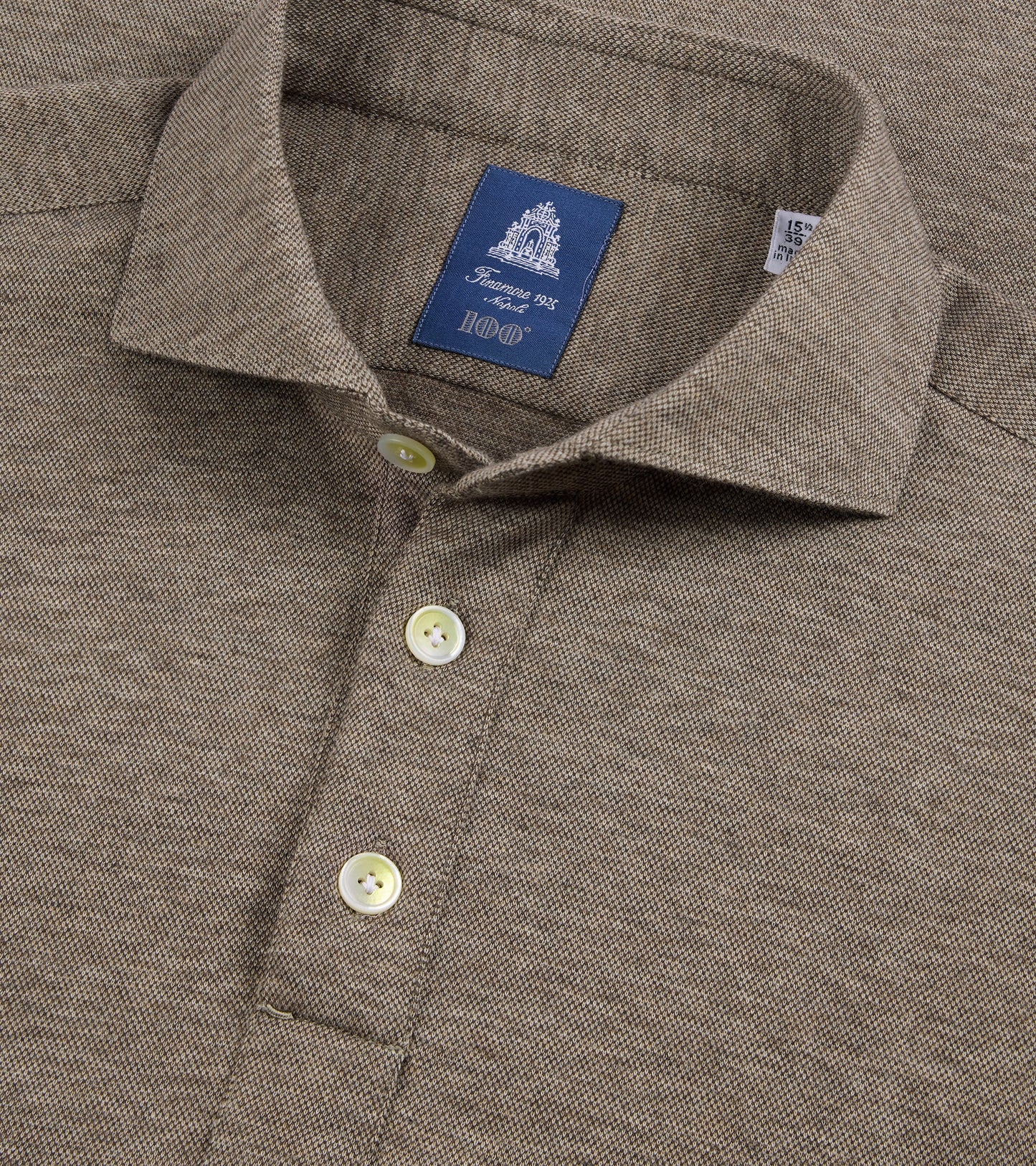 Finamore Orlando Cotton Cashmere Polo Shirt: Biscuit
