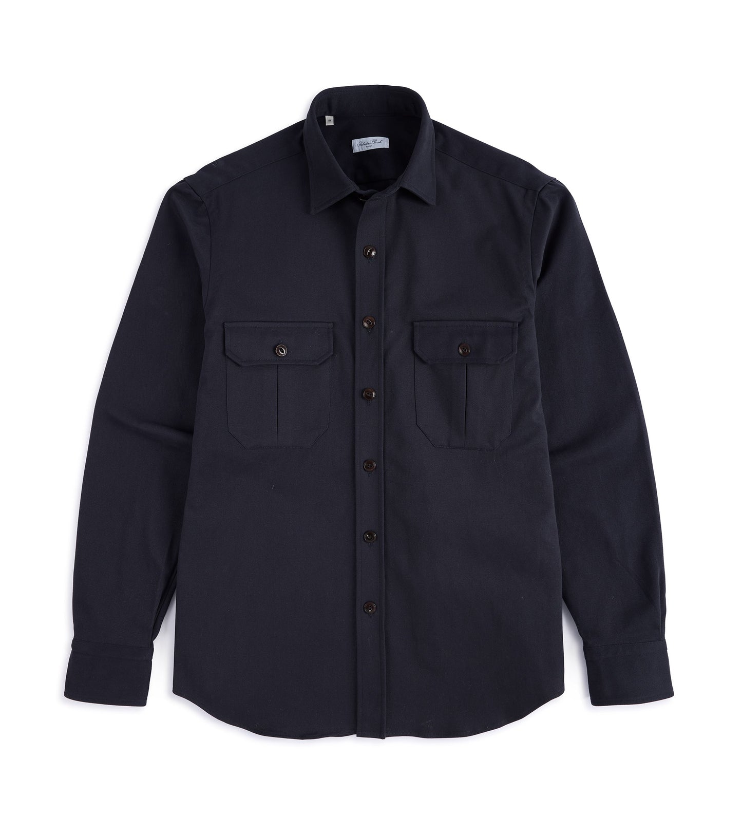 Salvatore Piccolo Heavy Brushed Cotton Military Shirt: Navy
