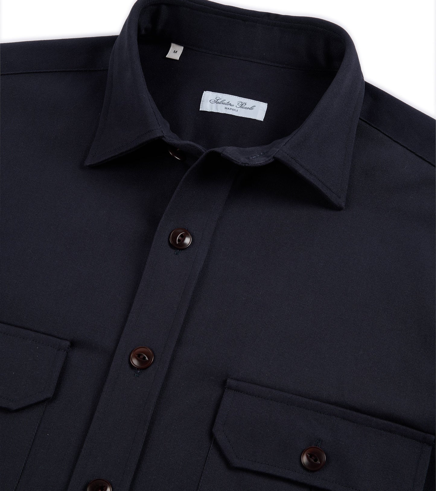 Salvatore Piccolo Heavy Brushed Cotton Military Shirt: Navy