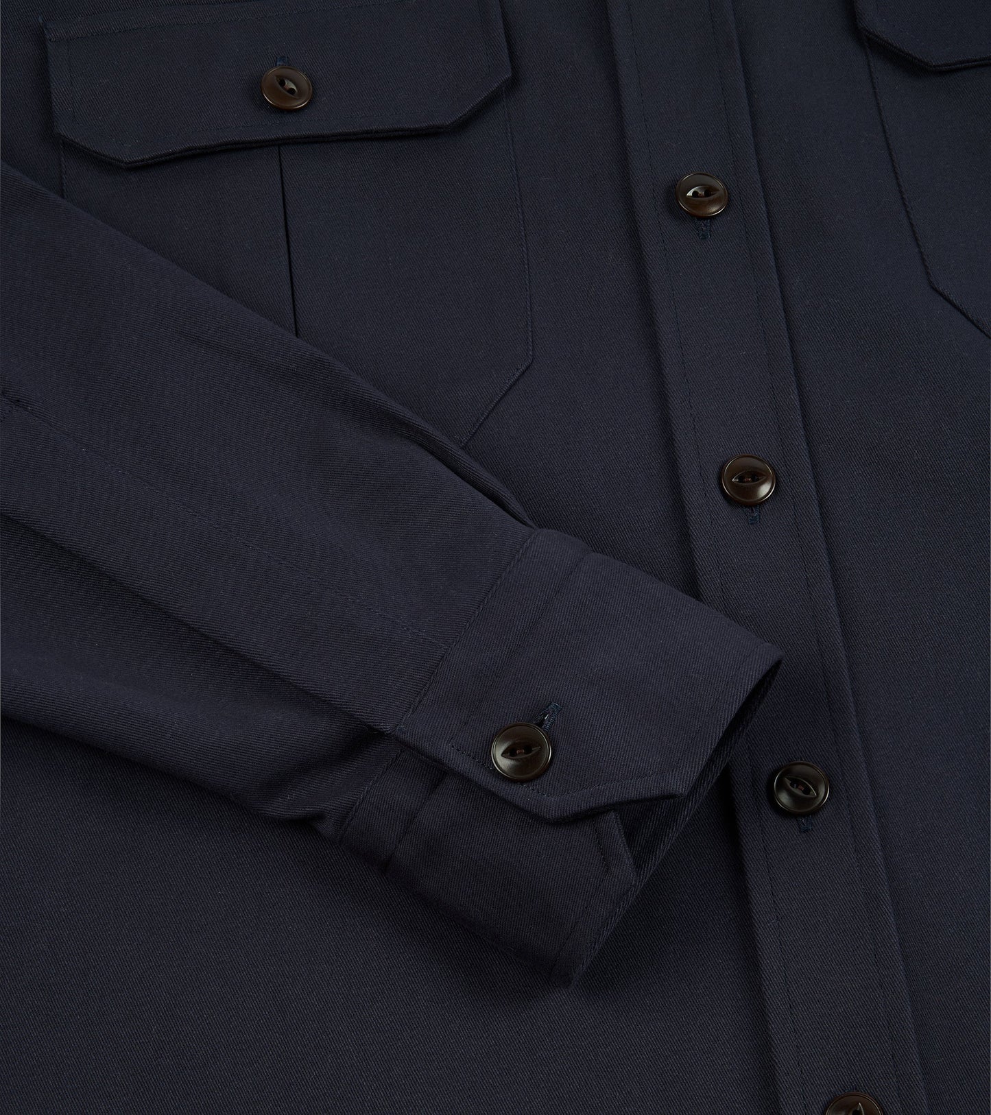 Salvatore Piccolo Heavy Brushed Cotton Military Shirt: Navy
