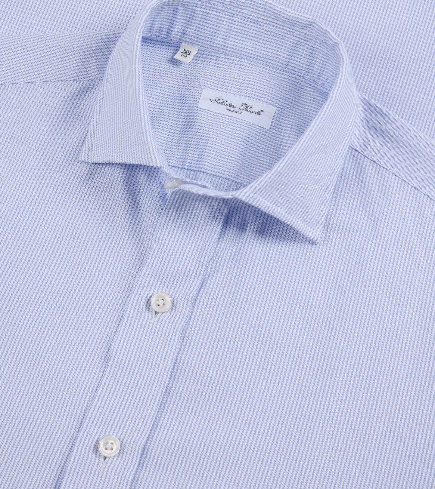 Salvatore Piccolo Soft Cotton Oxford Narrow Stripe Shirt: Blue