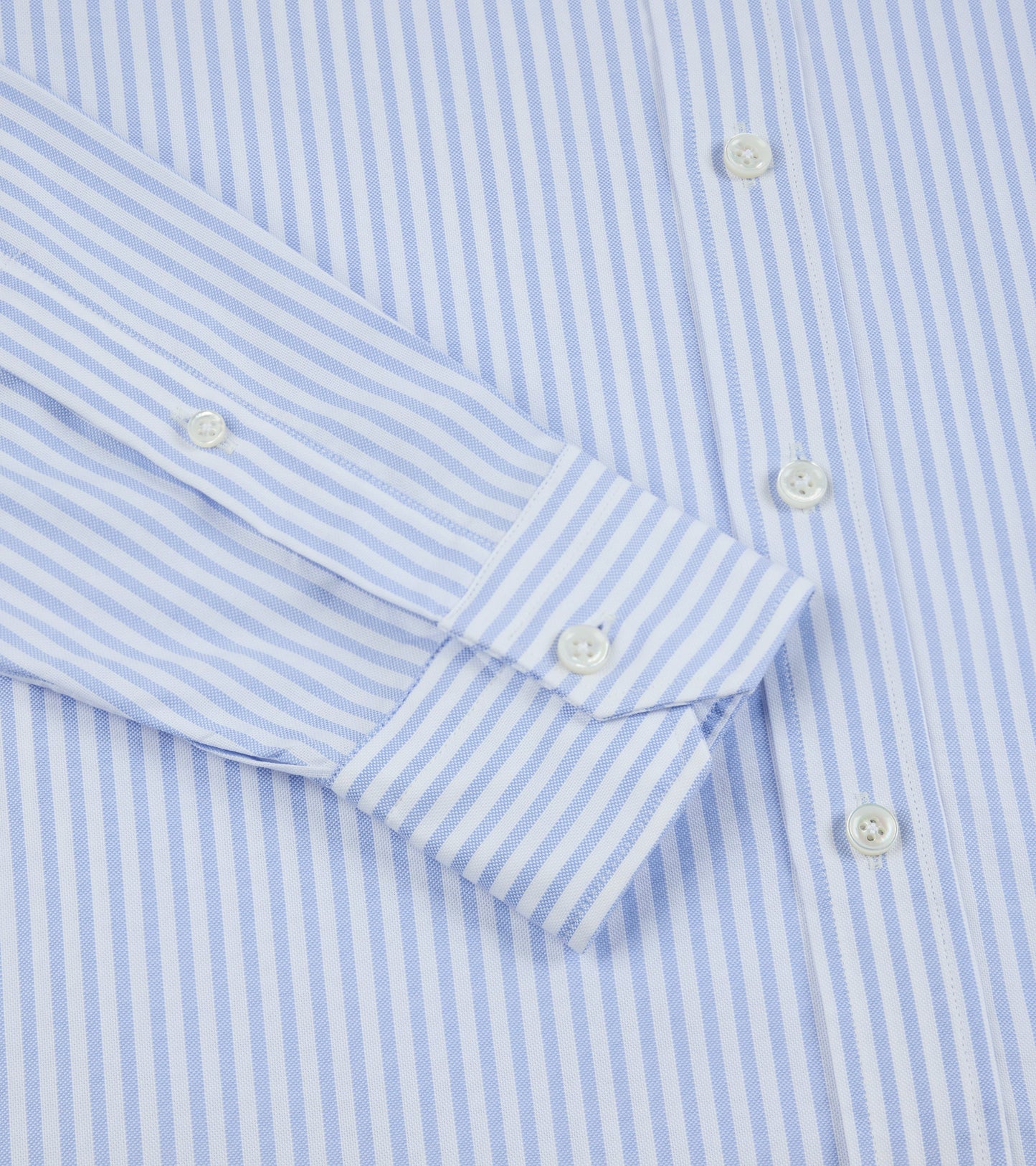 Salvatore Piccolo Soft Cotton Oxford Wide Stripe Shirt: Blue