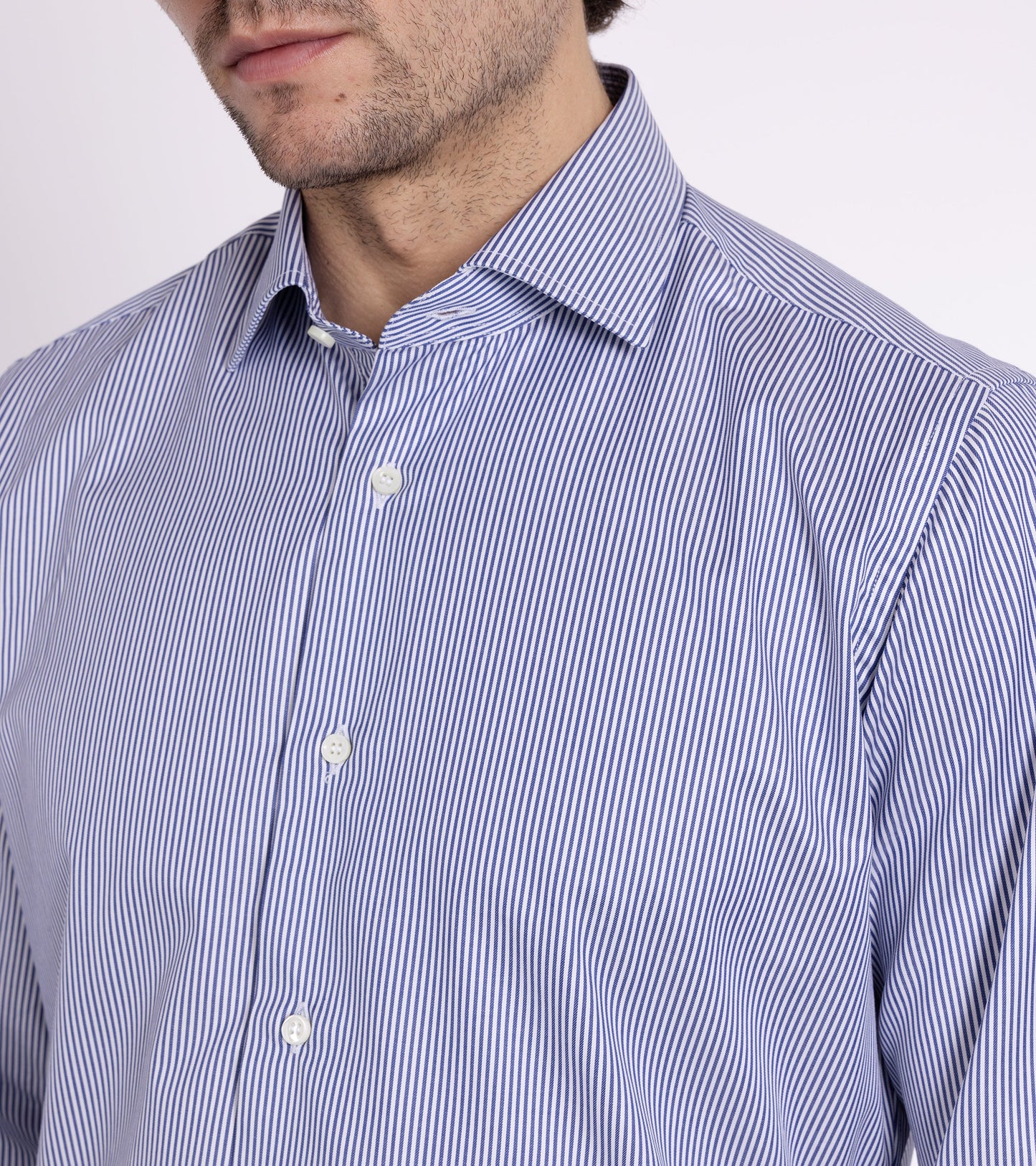 MCR Slim Twill Striped Shirt: Dark Blue