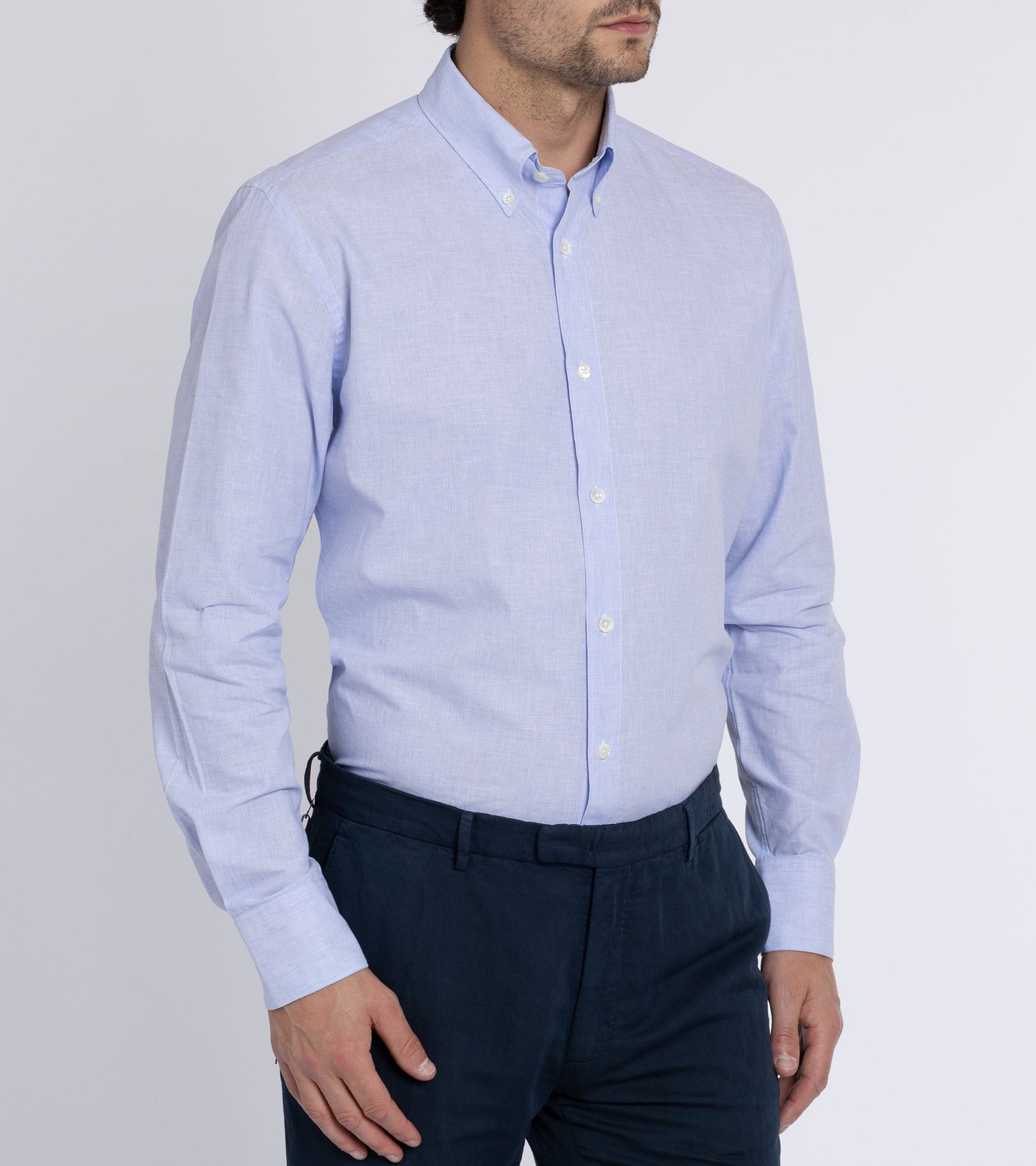 Trunk Eldon Cotton Linen Shirt: Light Blue