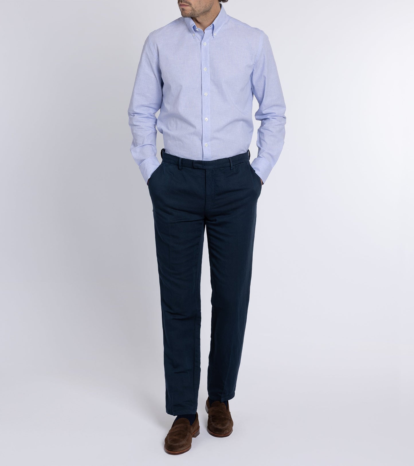 Trunk Eldon Cotton Linen Shirt: Light Blue