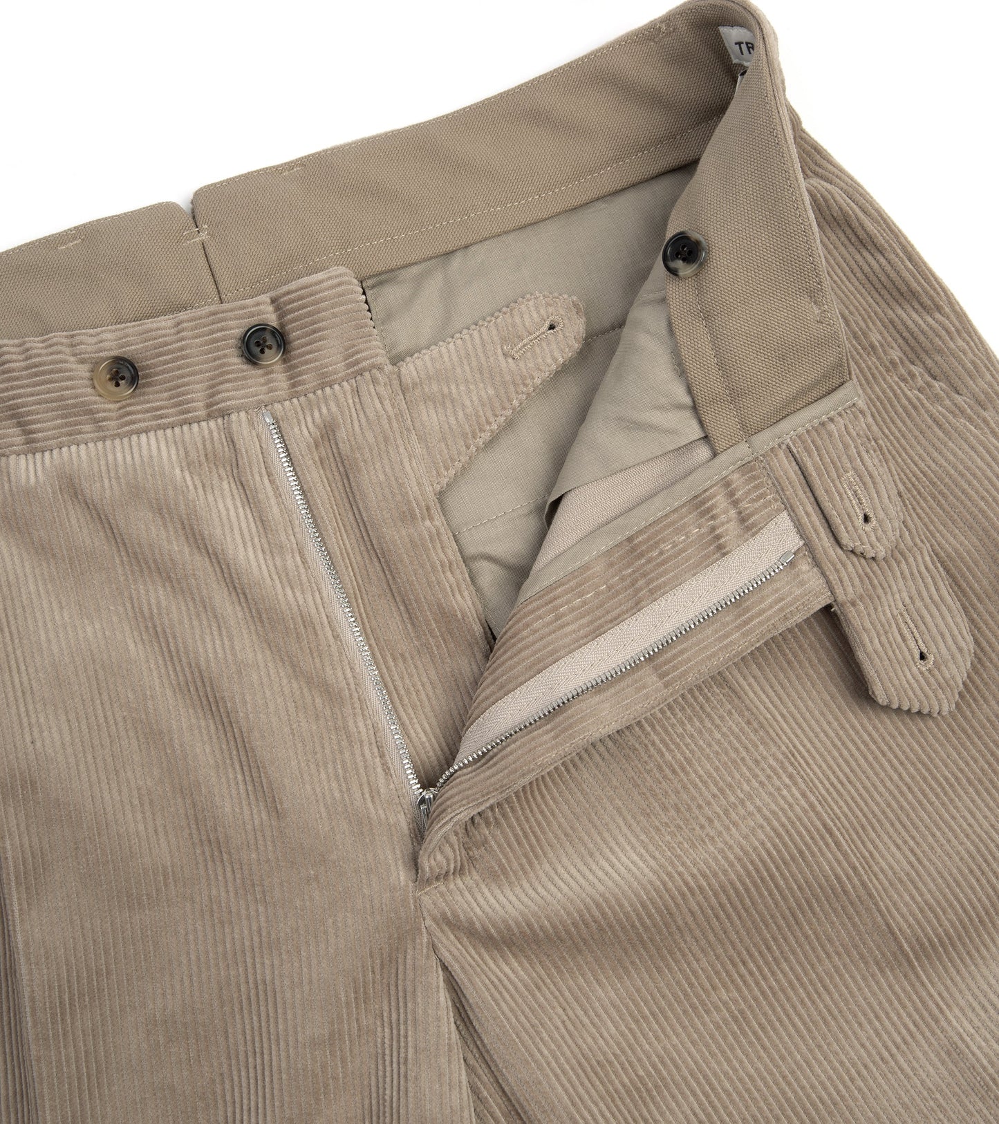 Trunk Hollen Single Pleat Corduroy Trousers: Light Beige