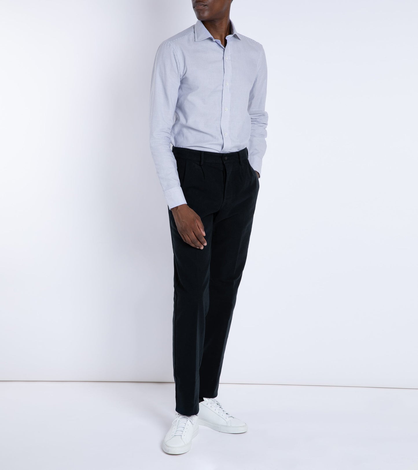 Doppiaa Aalghero Moleskin Pleated Trousers: Navy