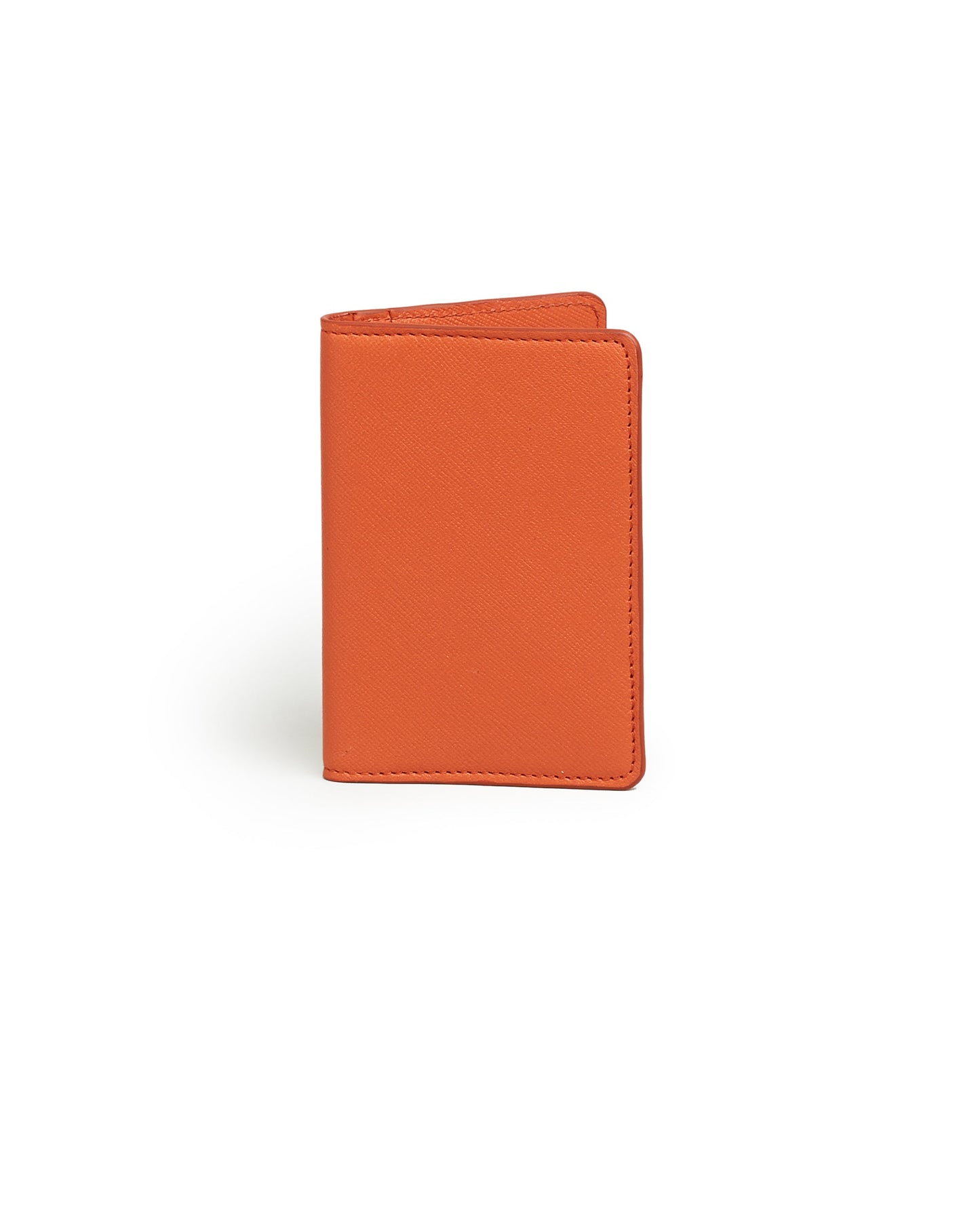 Trunk Saffiano Leather Bifold Cardholder: Burnt Orange