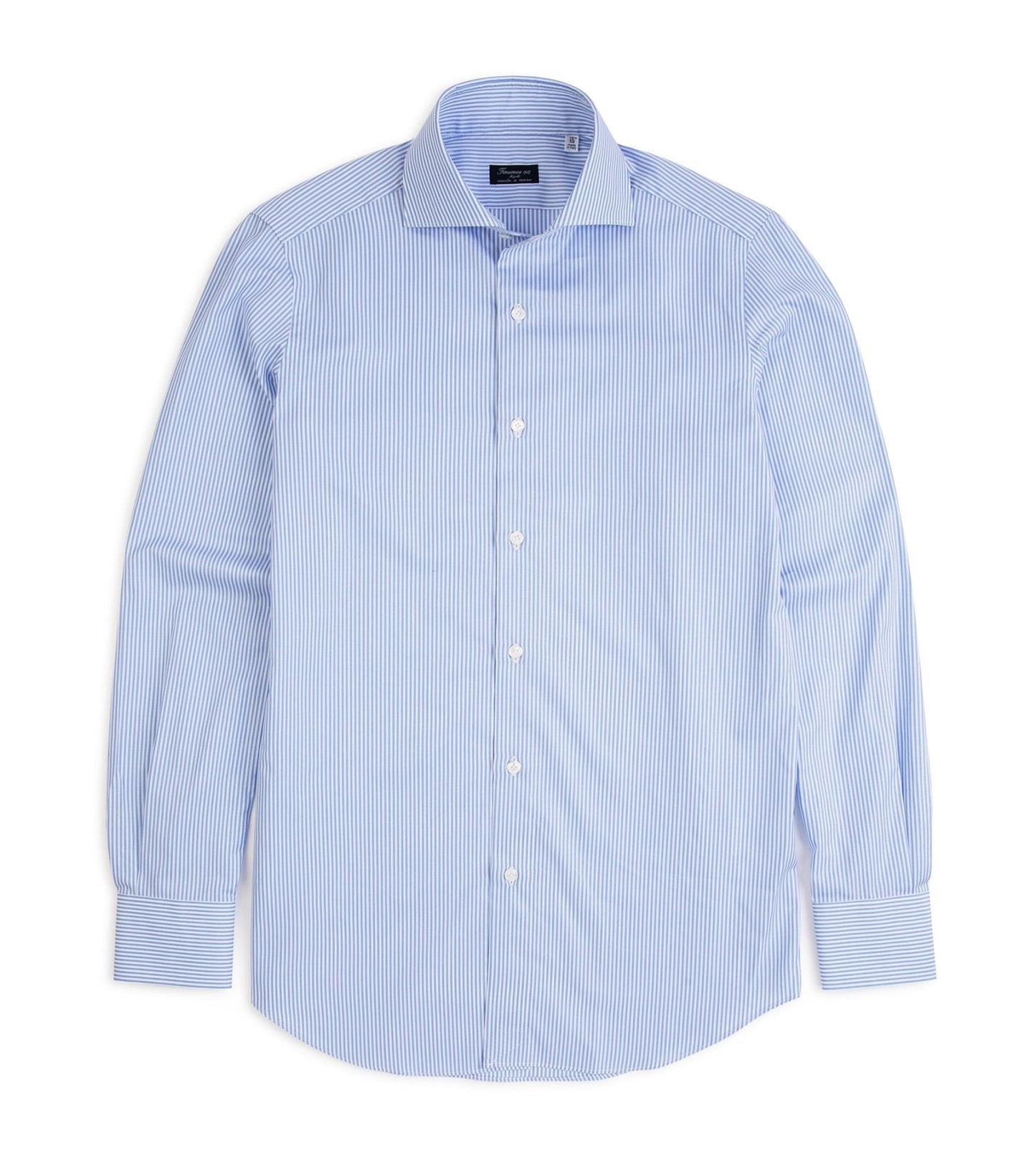 Finamore Milano Eduardo 120 Double Twist Cotton Formal Shirt: Blue Stripe