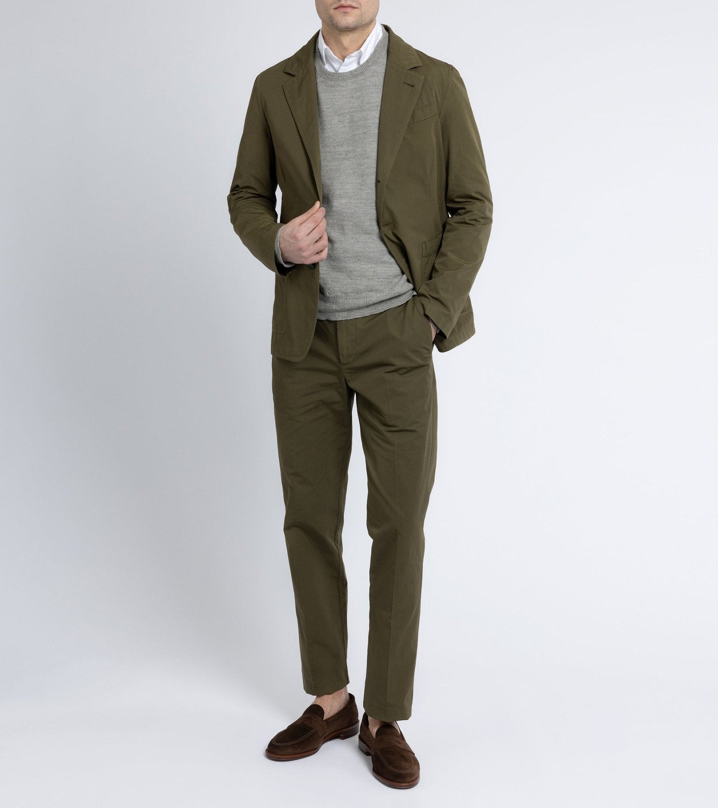 Trunk Hallam Cotton Poplin Trousers: Olive