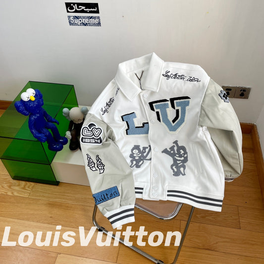 Bugs Bunny towel embroidered wool and leather baseball jacket XC0823102004