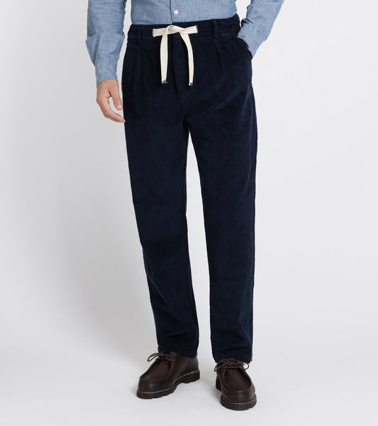 East Harbour Surplus Oxnard Wide Cotton Cord Easy Trousers: Navy