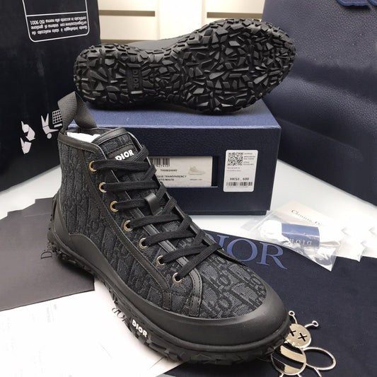 B28 High Top Sneaker Black Oblique Jacquard and Rubber