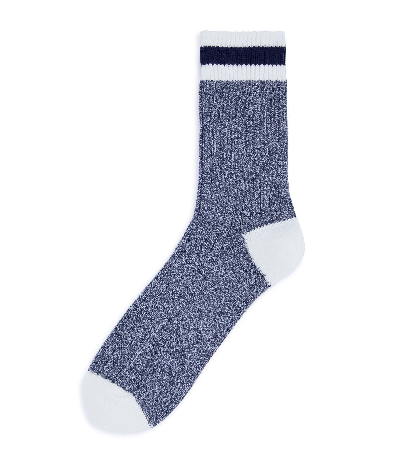 Anonymous Ism Tuck Cuff Striped Q Socks: Navy Melange