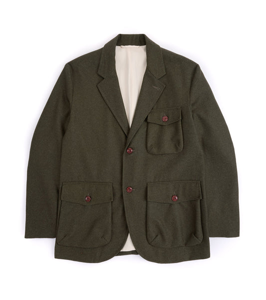 East Harbour Surplus Chester Washed Wool Flannel Jacket: Olive