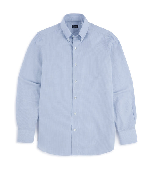 Finamore Napoli Carlo Riva Cotton Silk Check Leonardo Button Down Shirt: Grey