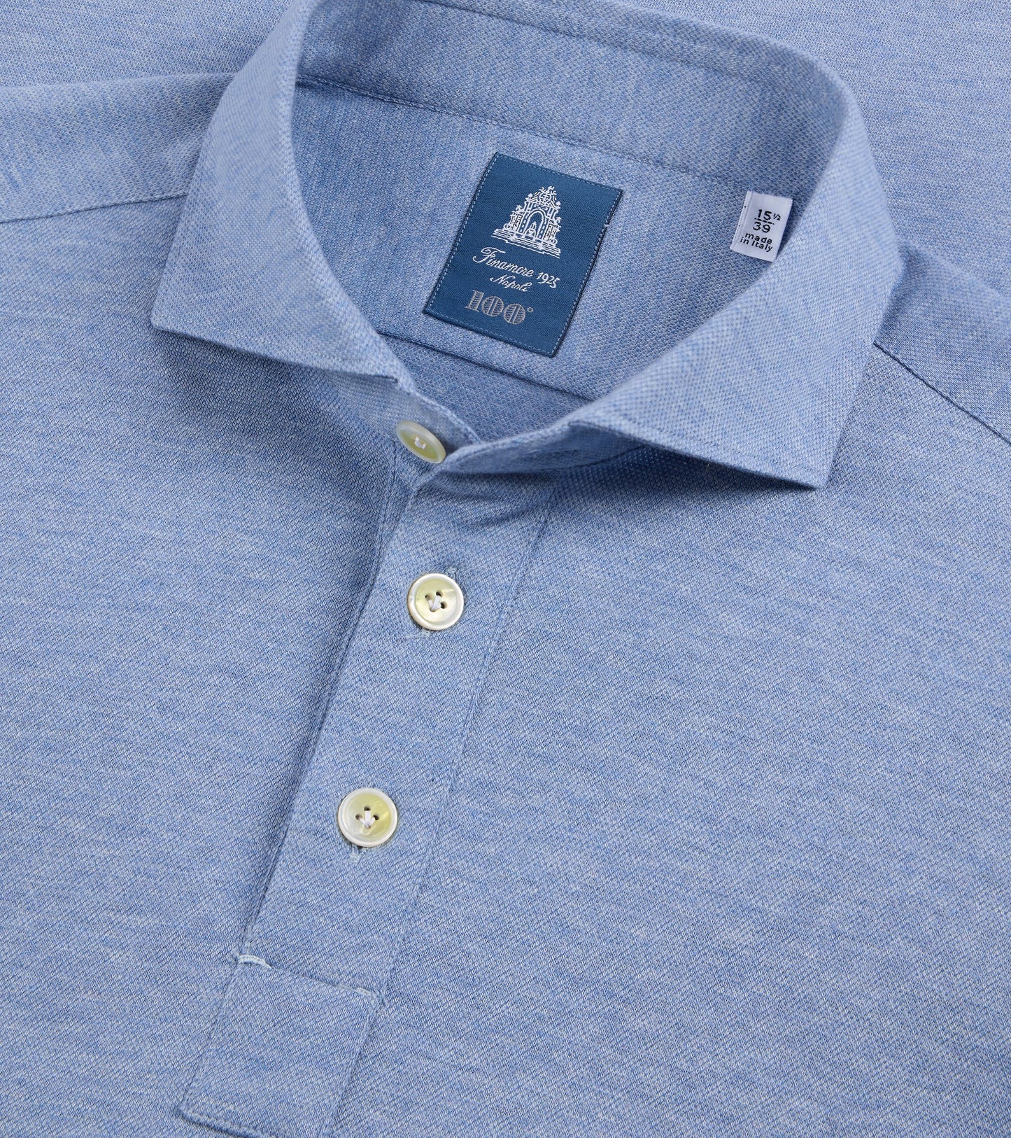 Finamore Orlando Cotton Cashmere Polo Shirt: Blue