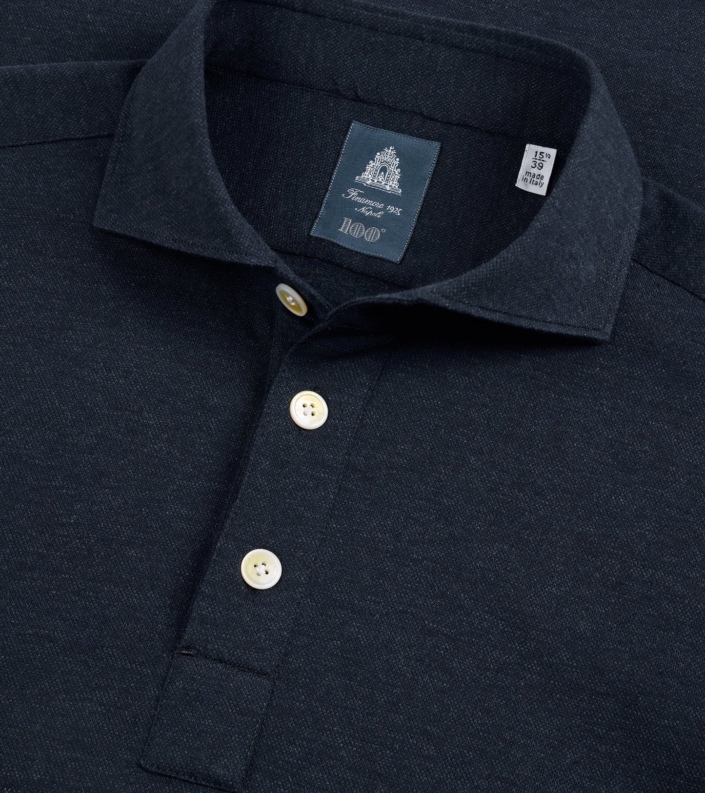 Finamore Orlando Cotton Cashmere Polo Shirt: Navy