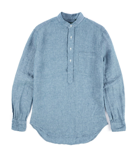 Gitman Vintage Linen Band Collar Popover Shirt: Chambray