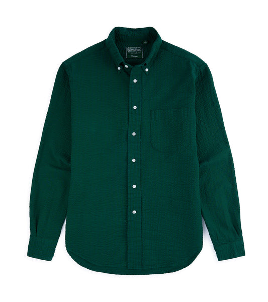 Gitman Vintage Cotton Seersucker Button Down Shirt: Forest Green