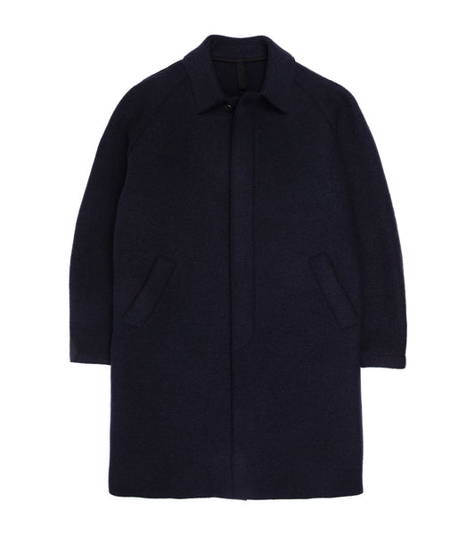 Harris Wharf Boiled Wool Raglan Coat: Navy