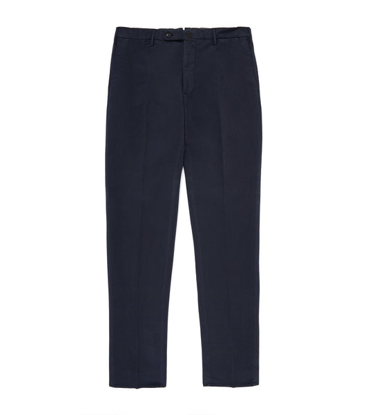 Incotex Regular High Cotton Doeskin Trousers: Navy