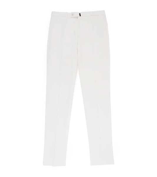 Incotex Regular High Cotton Doeskin Trousers: White