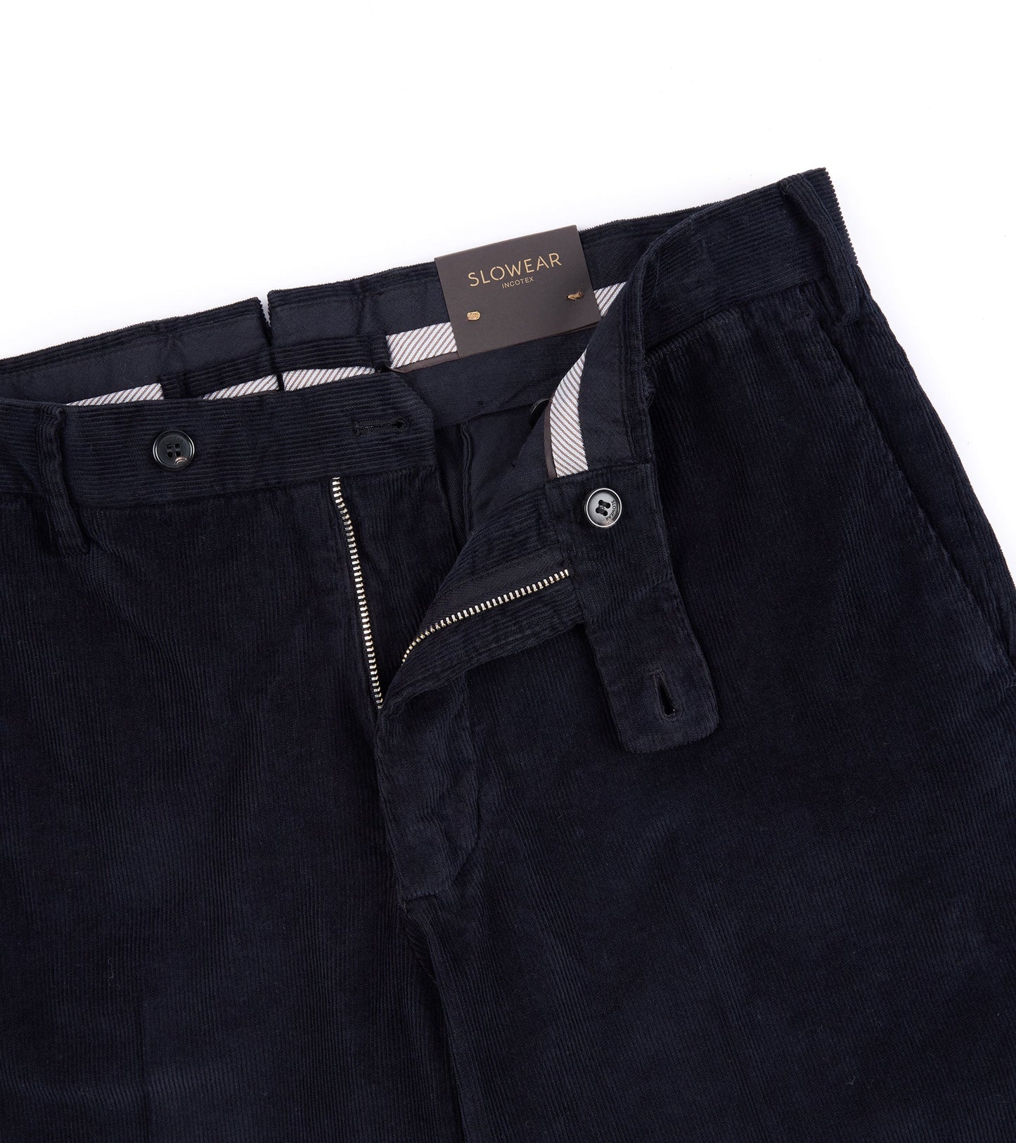 Incotex Regular Overdyed Cotton Corduroy Trousers: Navy