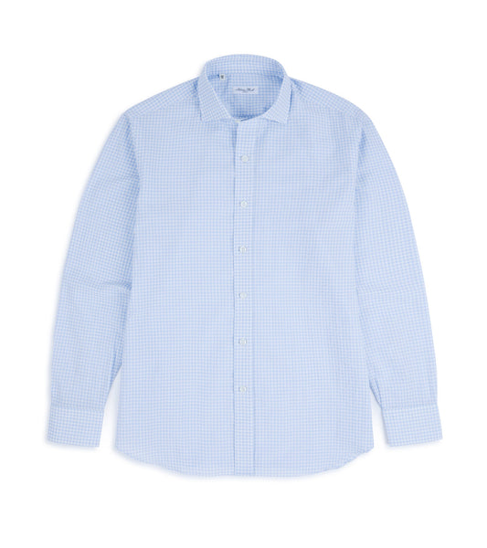 Salvatore Piccolo Seersucker Check Shirt: Pale Blue
