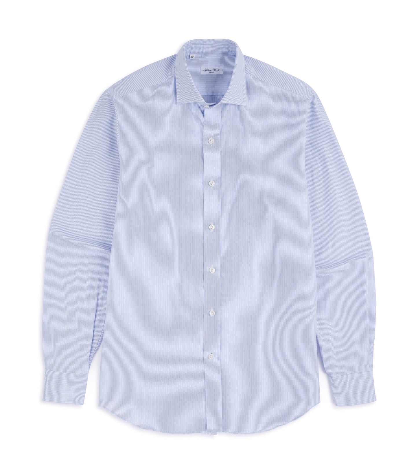 Salvatore Piccolo Soft Cotton Oxford Narrow Stripe Shirt: Blue