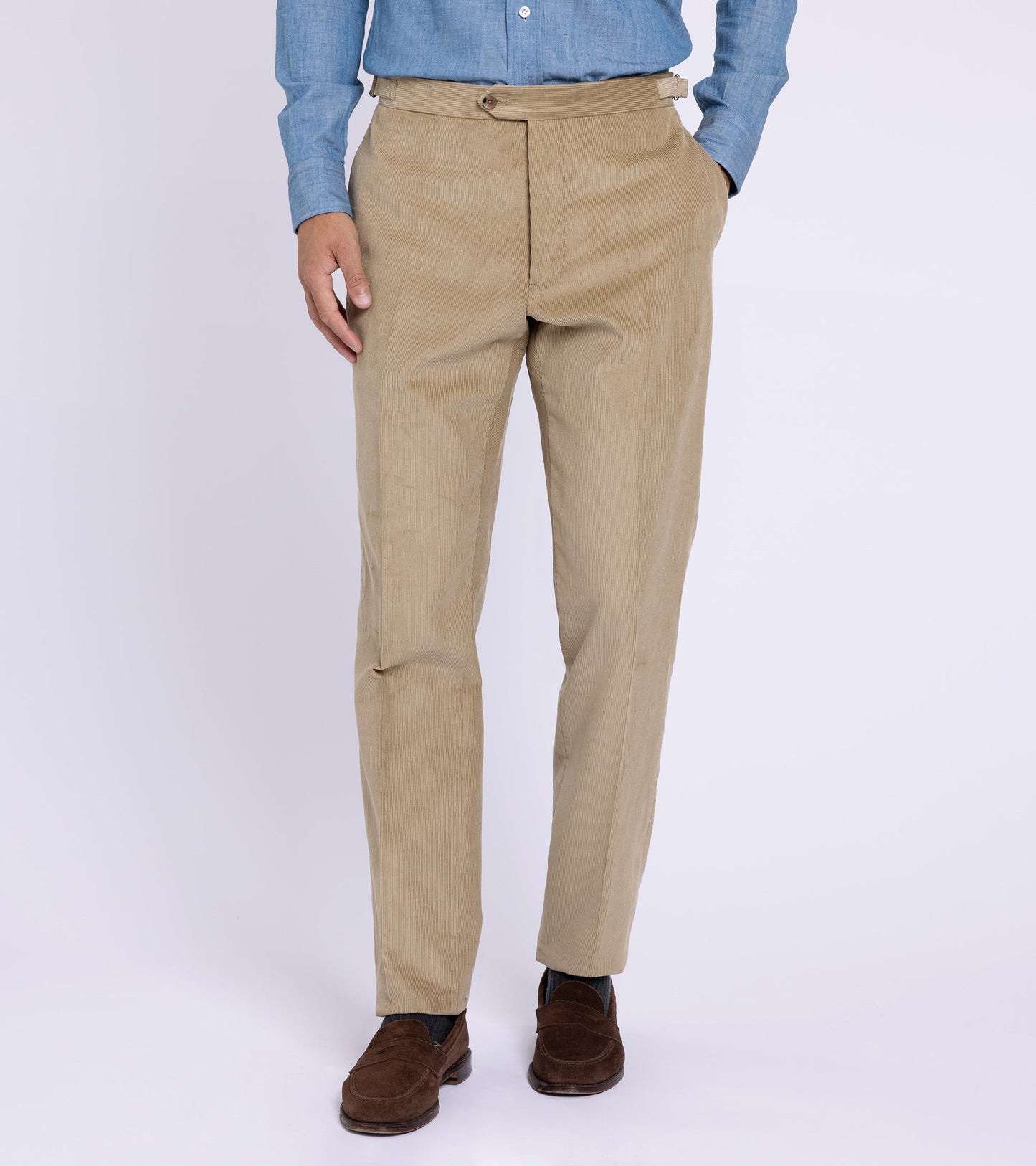 Trunk Wigmore Fine Cotton Corduroy Suit Trousers: Beige